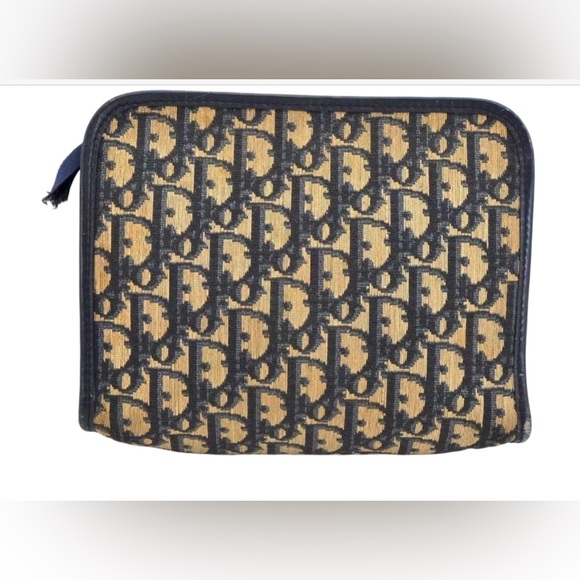 Authentic Christian Dior Trotter Clutch Hand Bag Purse Canvas Leather Blue - Picture 8 of 8